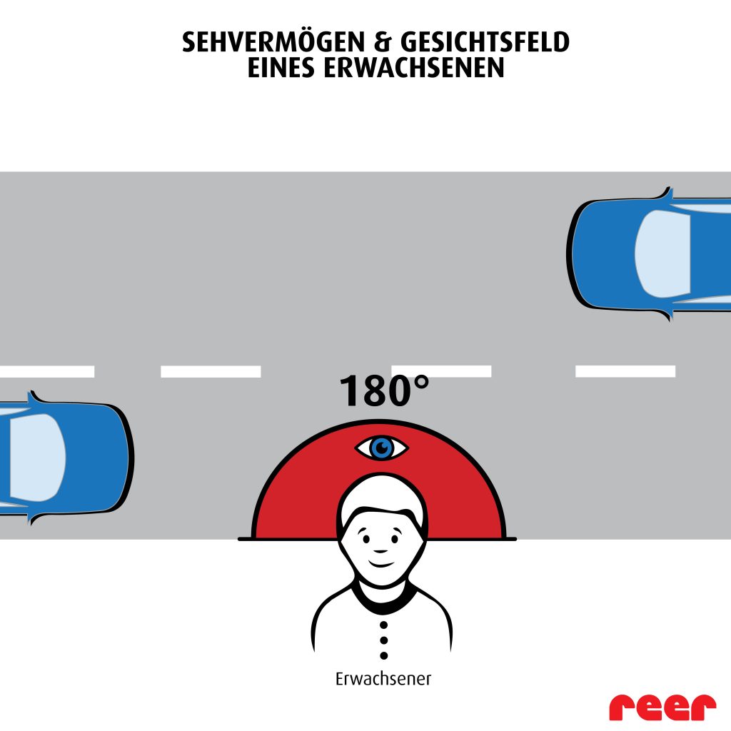 Infografik: Sehvermögen und Gesichtsfeld eines Erwachsenen