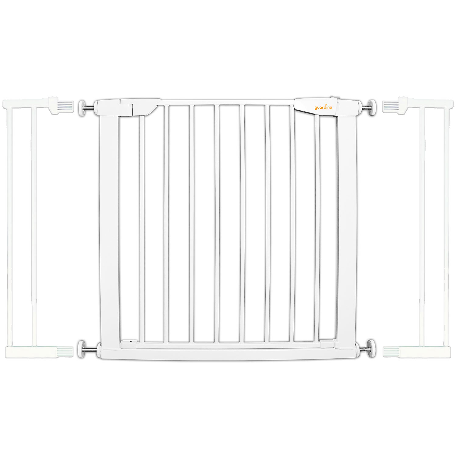 Guardino Türschutzgitter mit 2x 14cm Verlängerung, 103-109 cm, Treppenschutzgitter ohne Bohren