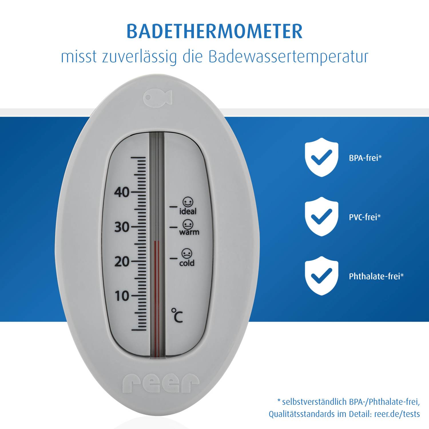 Badethermometer oval, grau