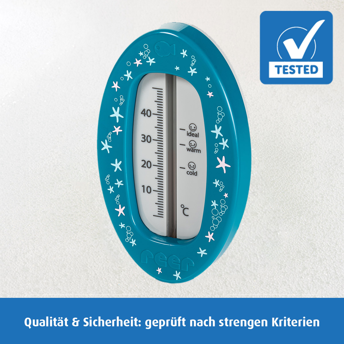 Bath thermometer oval, blue