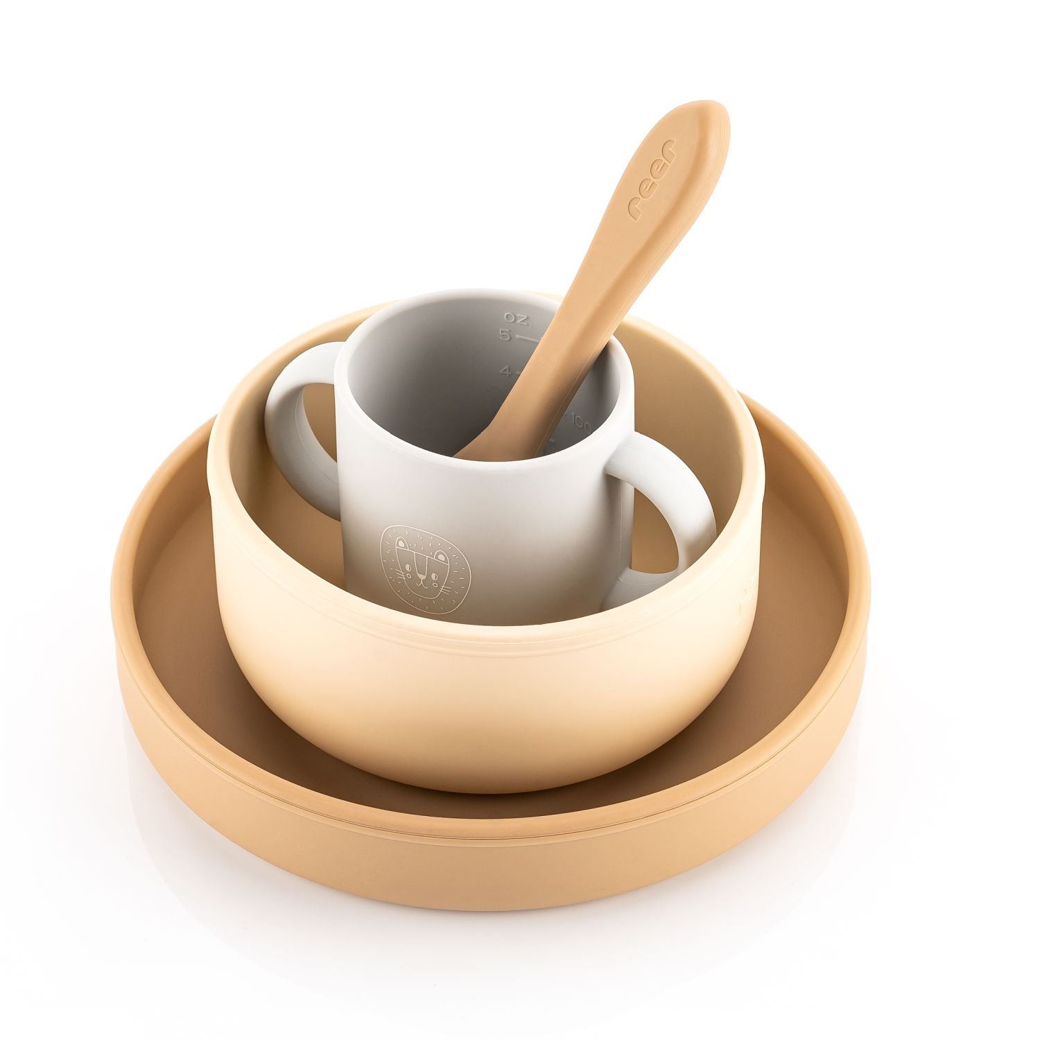 Silikon-Geschirrset, 4-teilig, beige