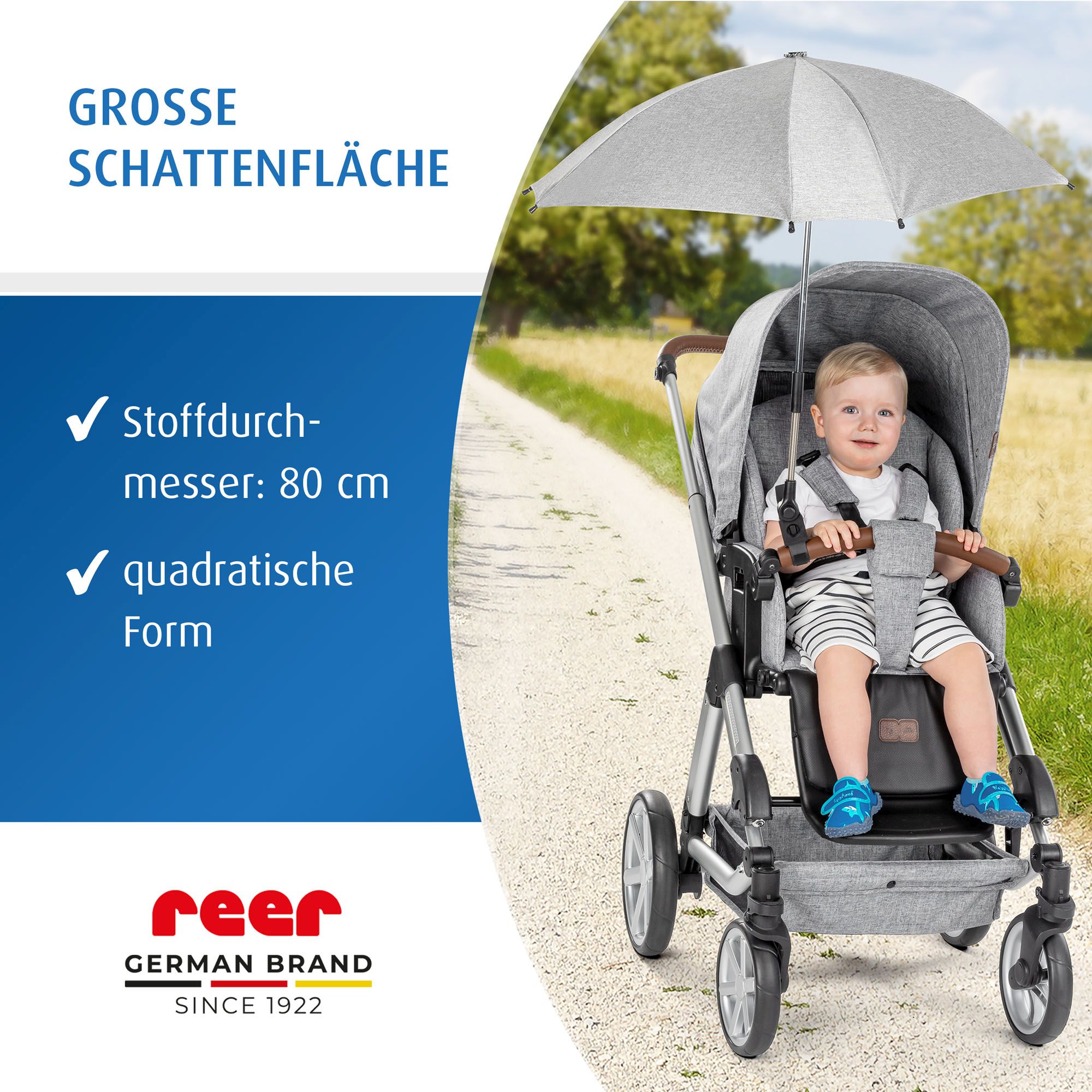 ShineSafe Sonnenschirm, grau-melange