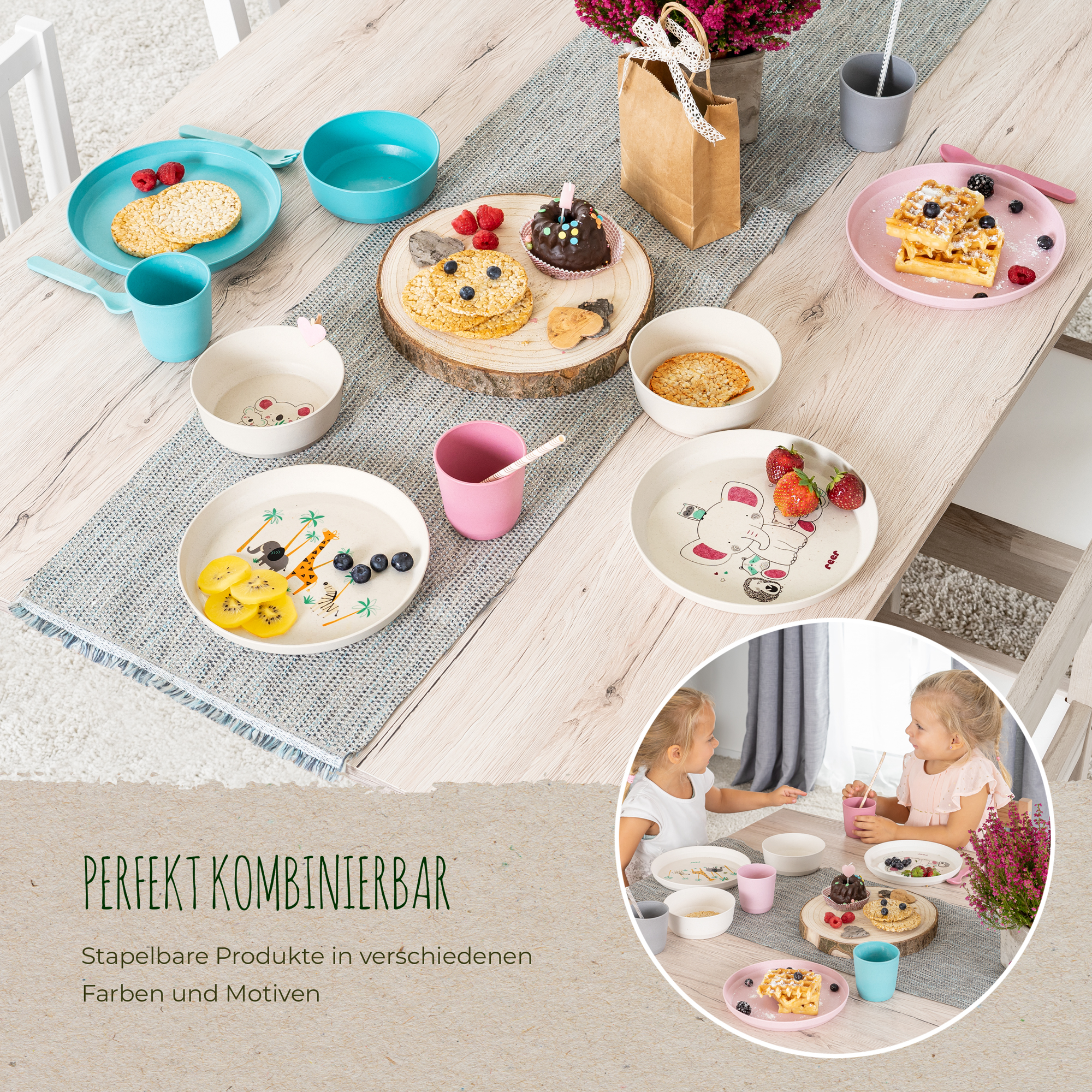 Growing Children’s dinnerware set, "WildLife"