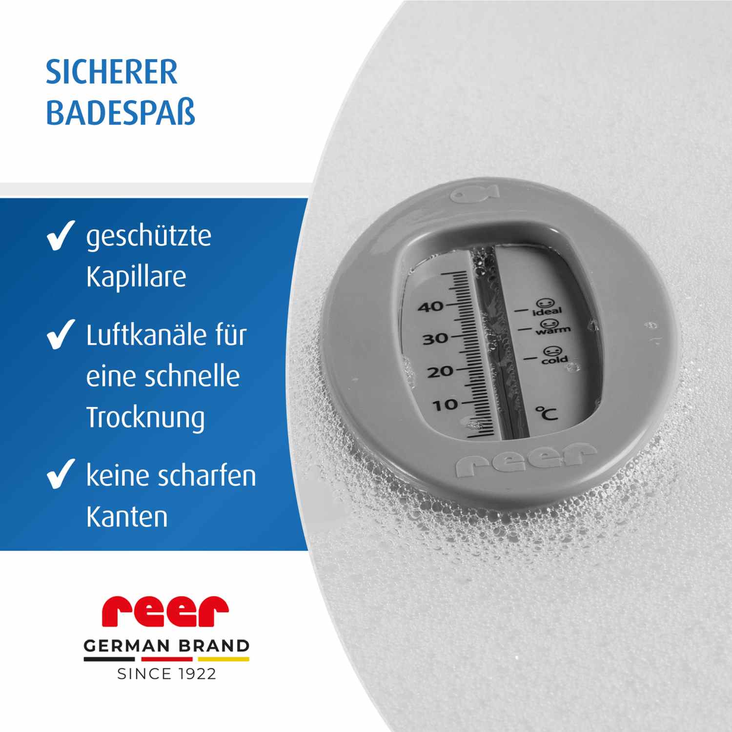 Badethermometer oval, grau