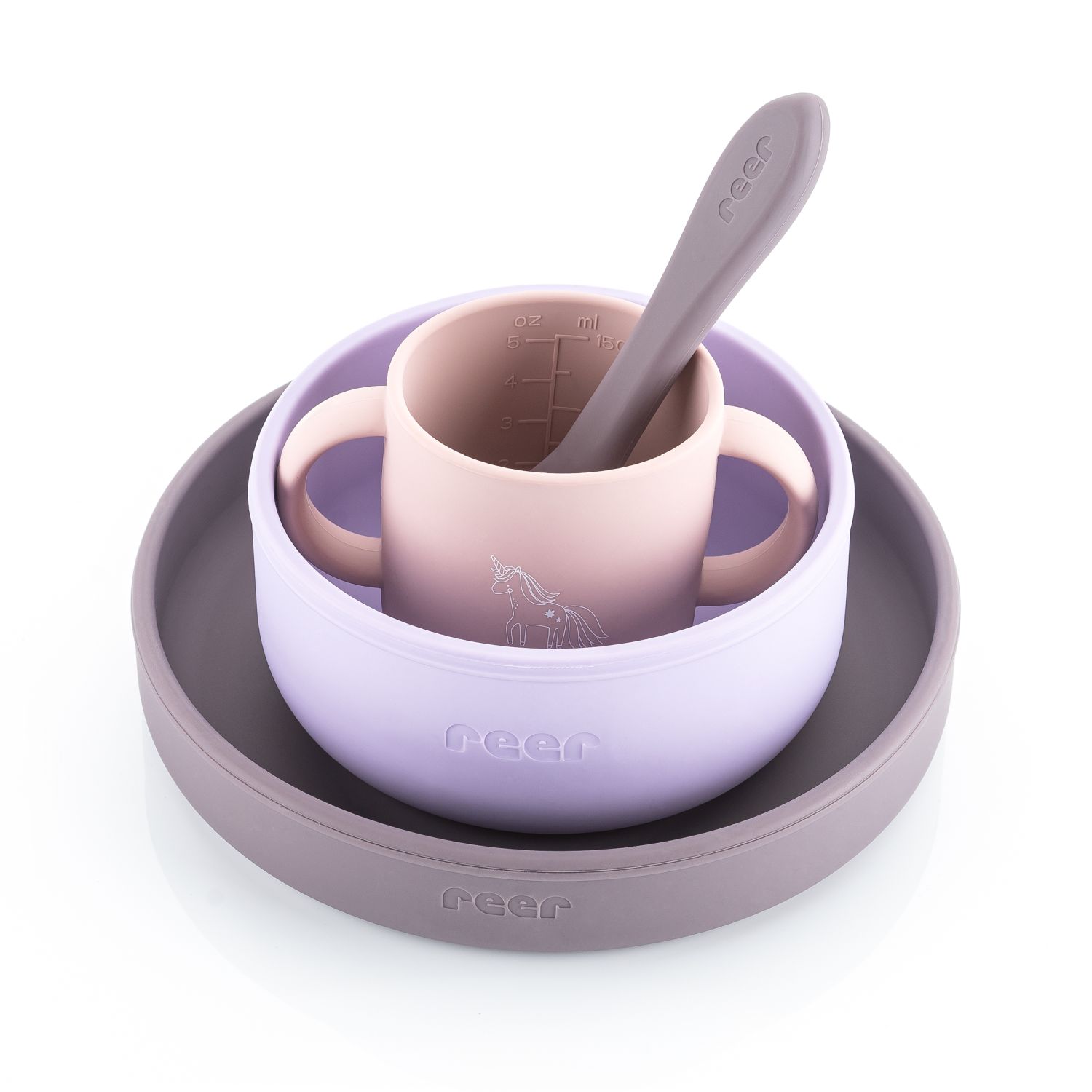 Silikon-Geschirrset, 4-teilig, lila