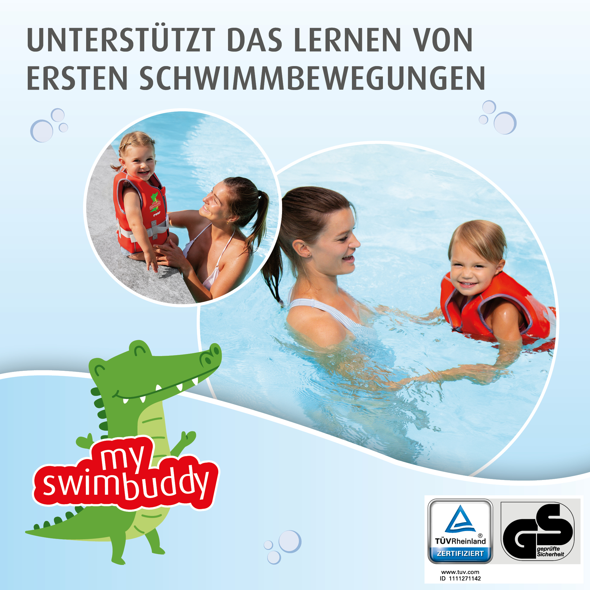 Schwimmlernweste unterstützt das lernen von ersten Schwimmbewegungen