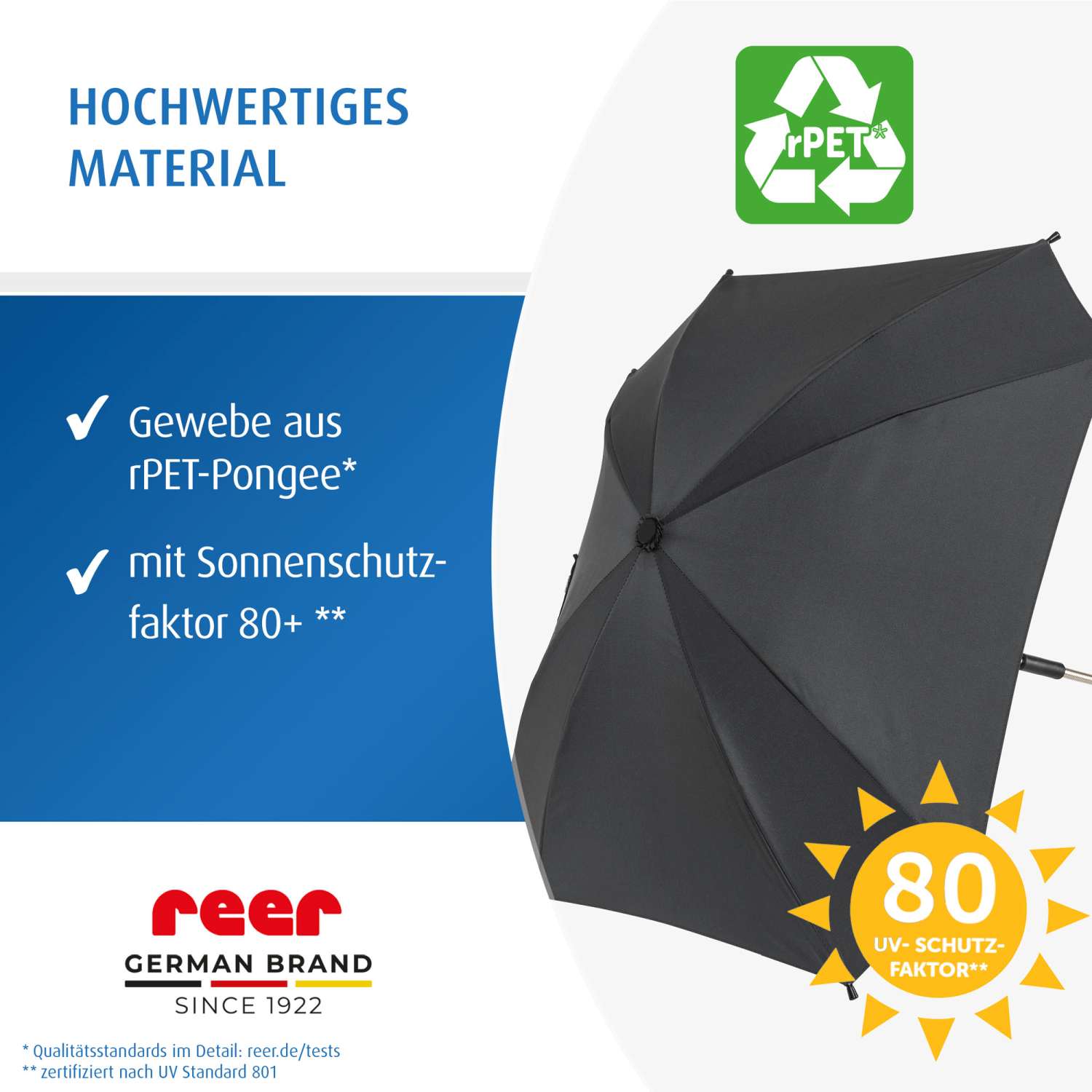 ShineSafe Sonnenschirm, schwarz