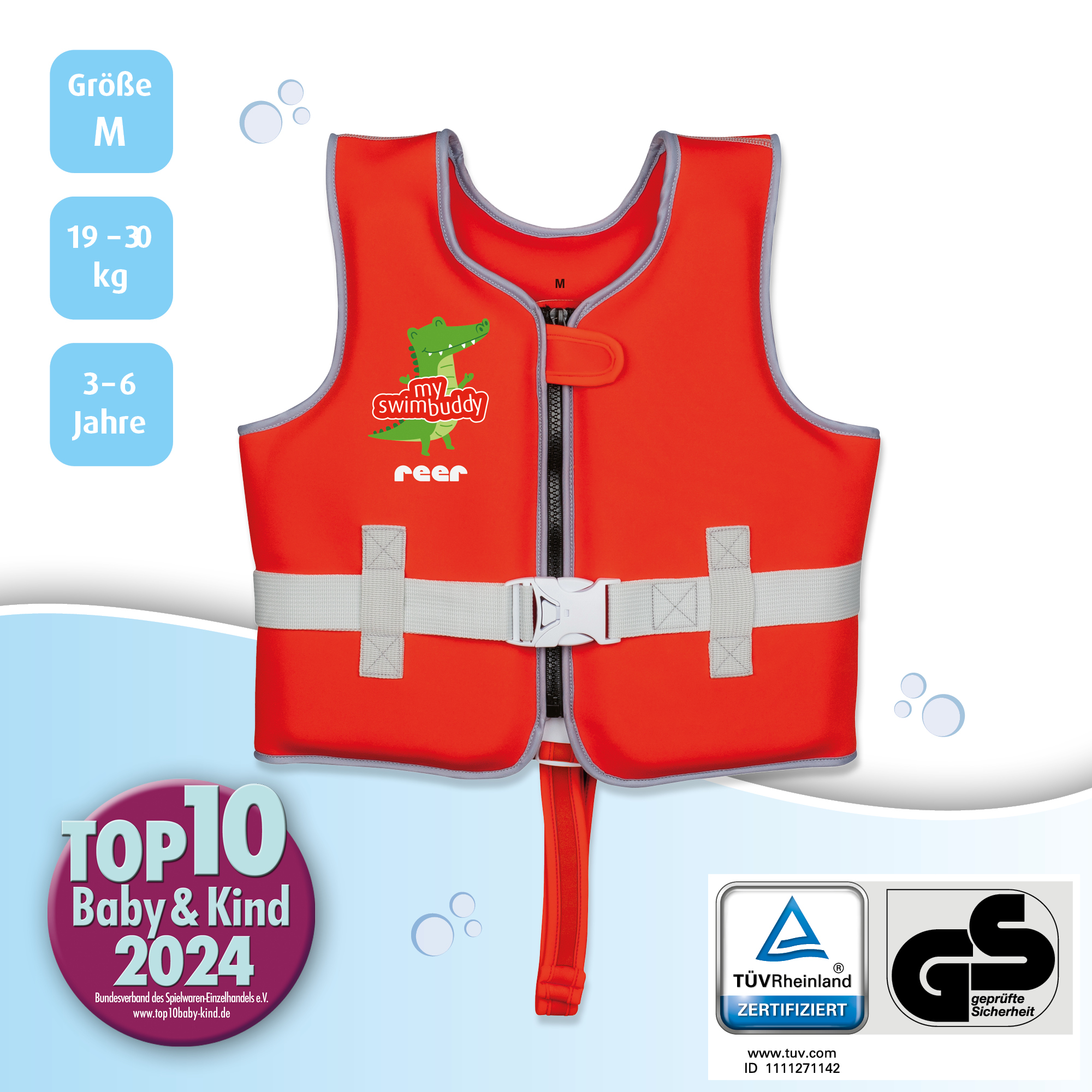 Collage Schwimmlernweste Größe M 19-30kg und 3-6 Jahre