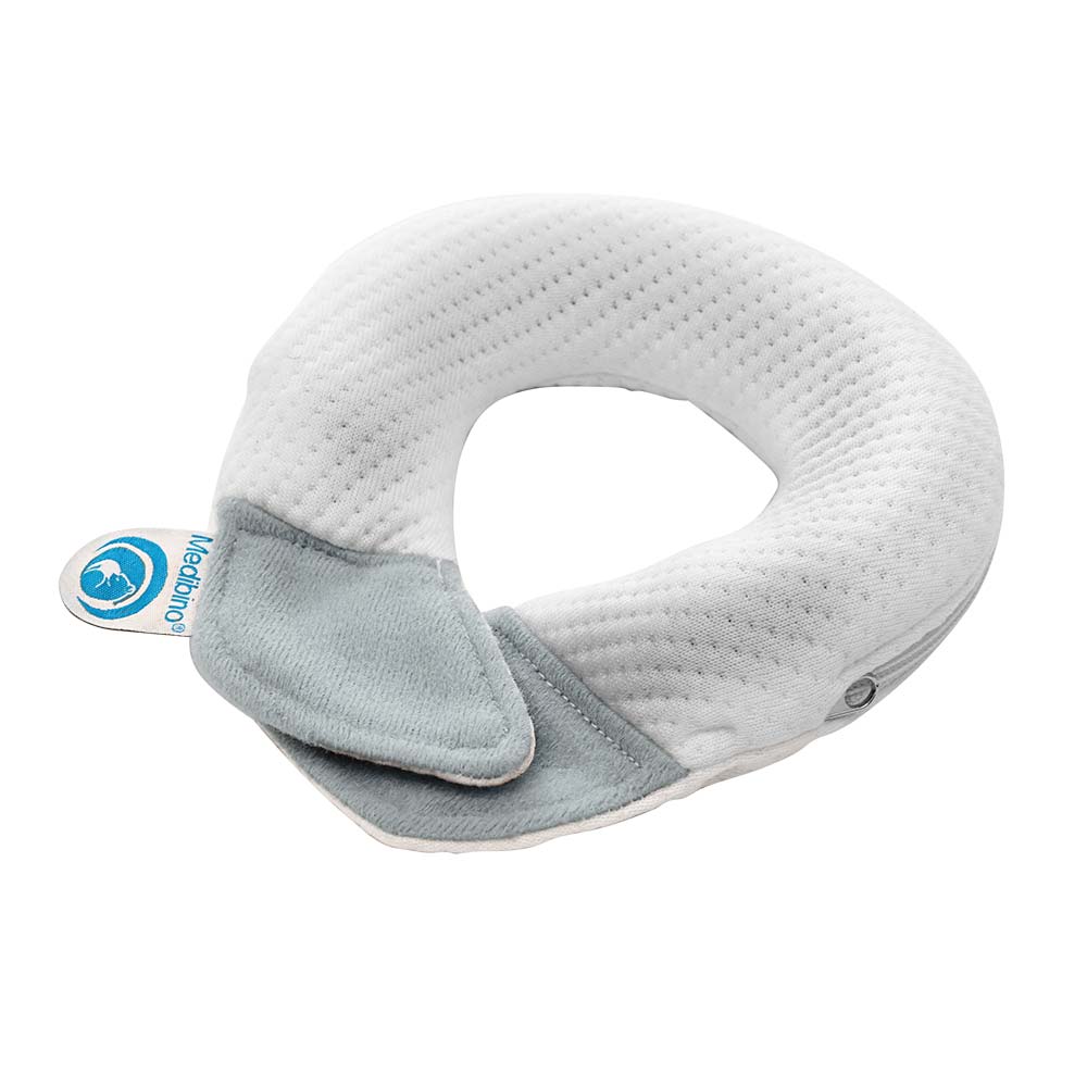 Medibino Babykopfschutz - schützt vor Kopfverformungen in Rückenlage, weiß-grau