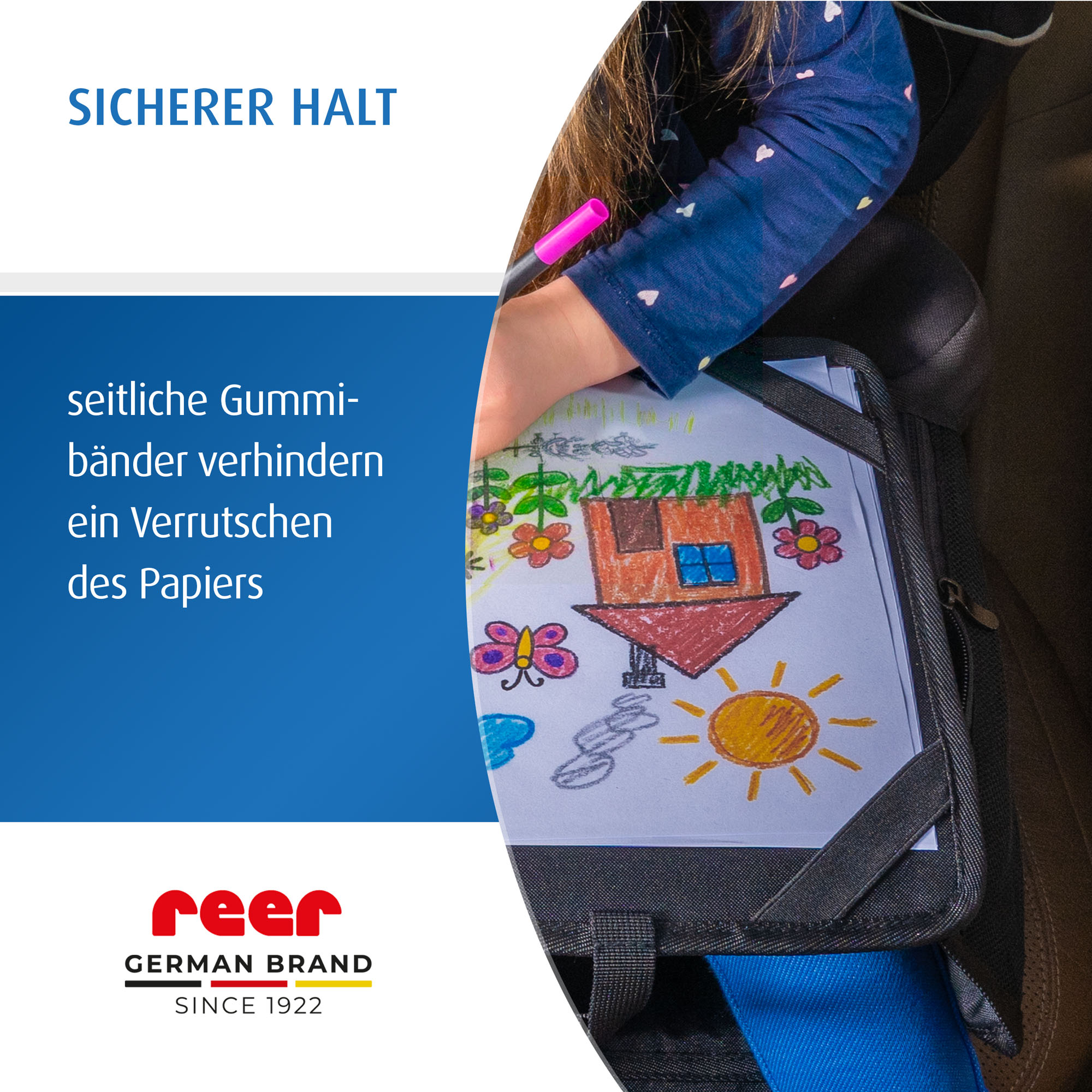 Ein Mädchen malt und nutzt die Unterlage.