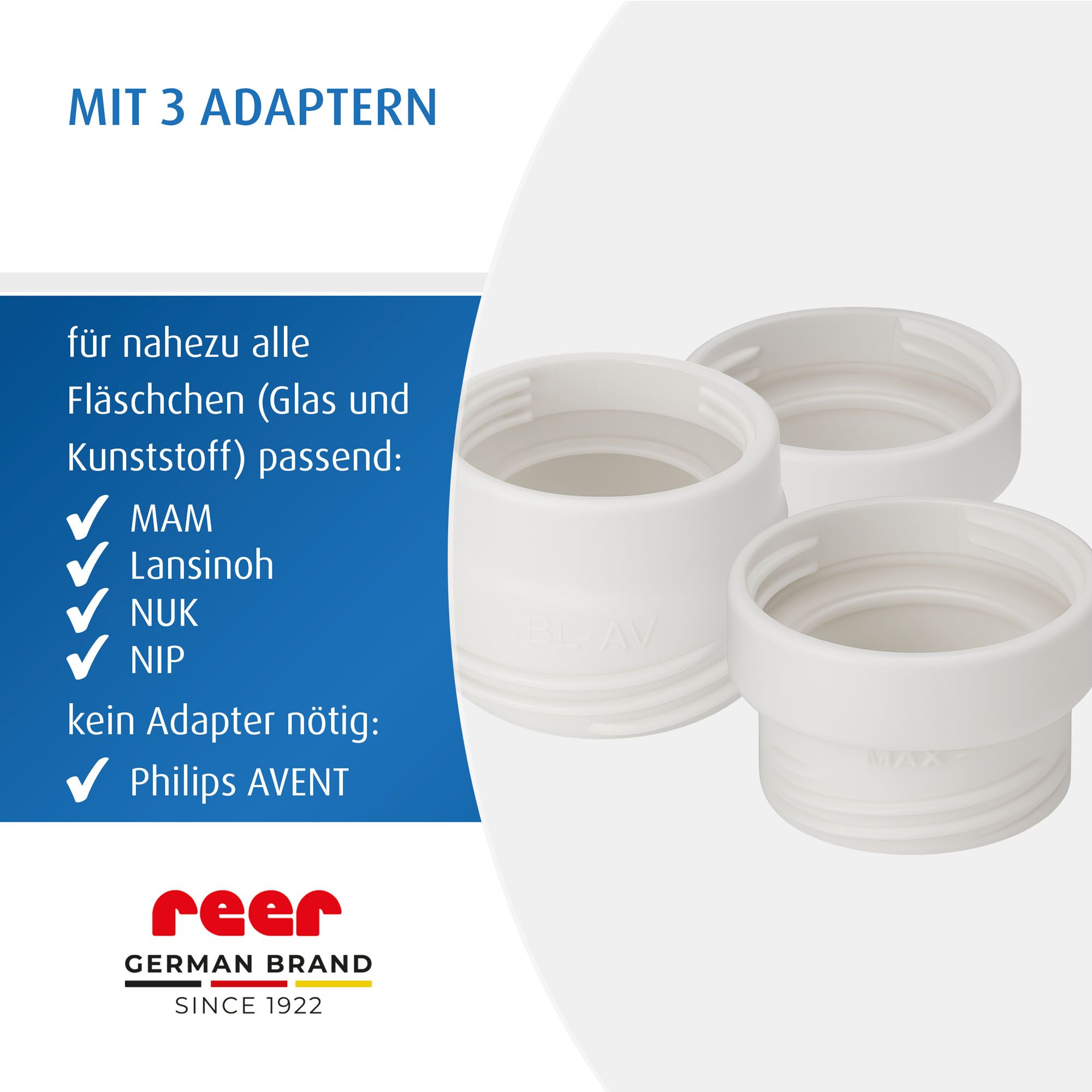 Die drei verschiedenen Adapter nebeneinander.