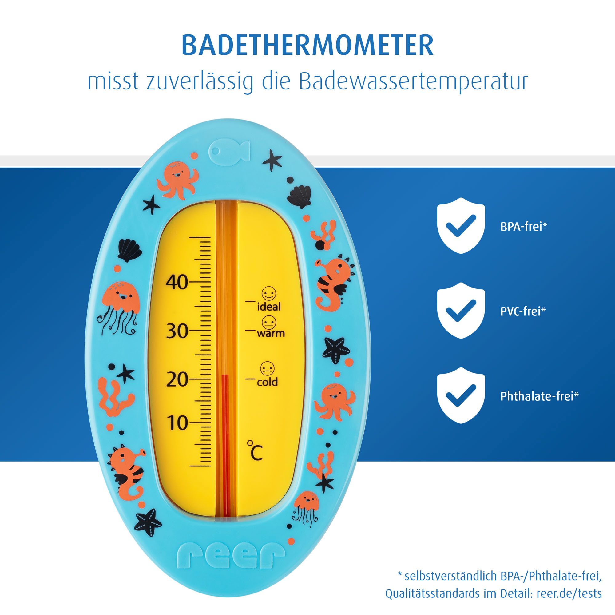 Badethermometer oval - blau