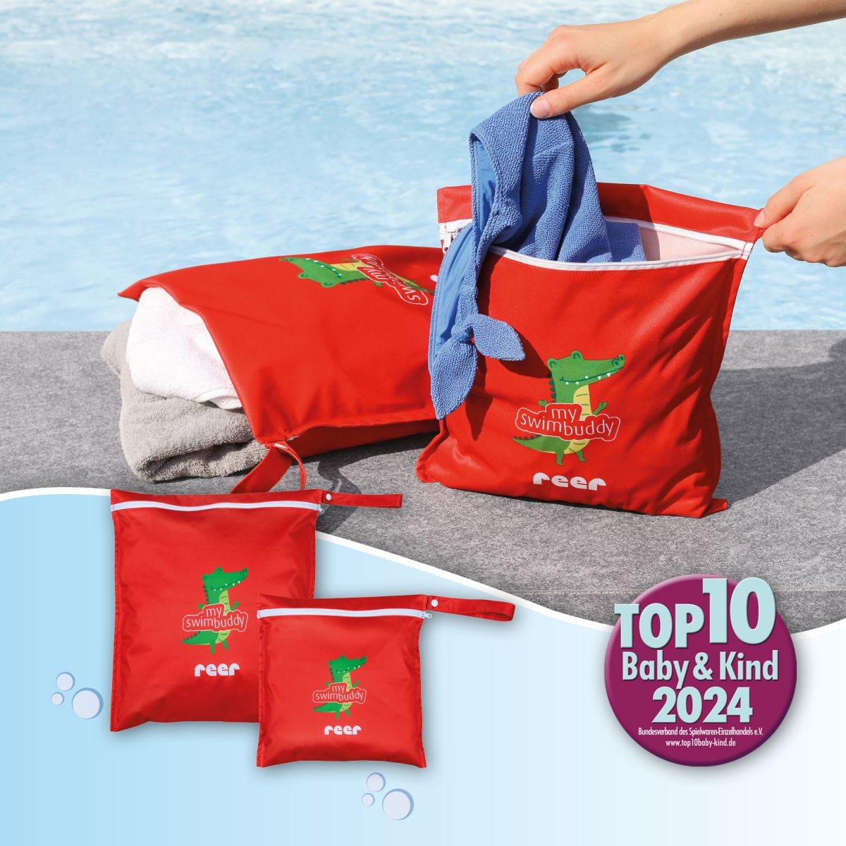 Collage Wetbag in Benutzung 