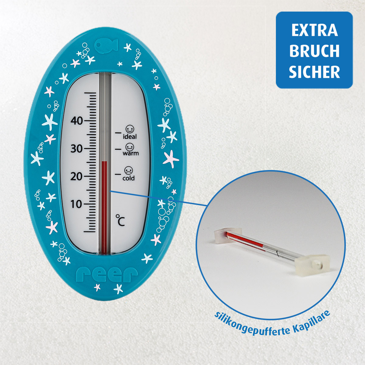 Bath thermometer oval, blue