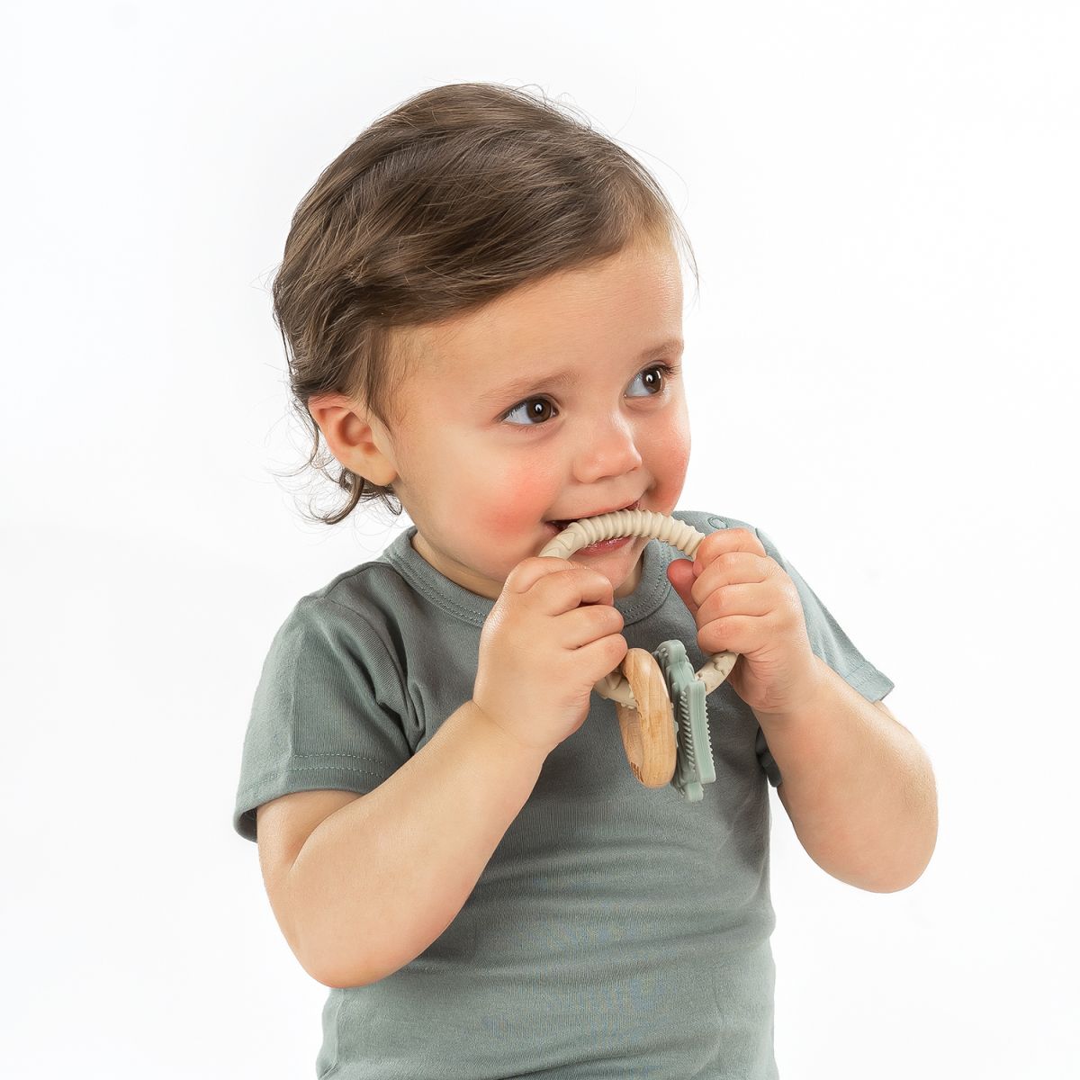 BiteDuo wood and silicone teething ring