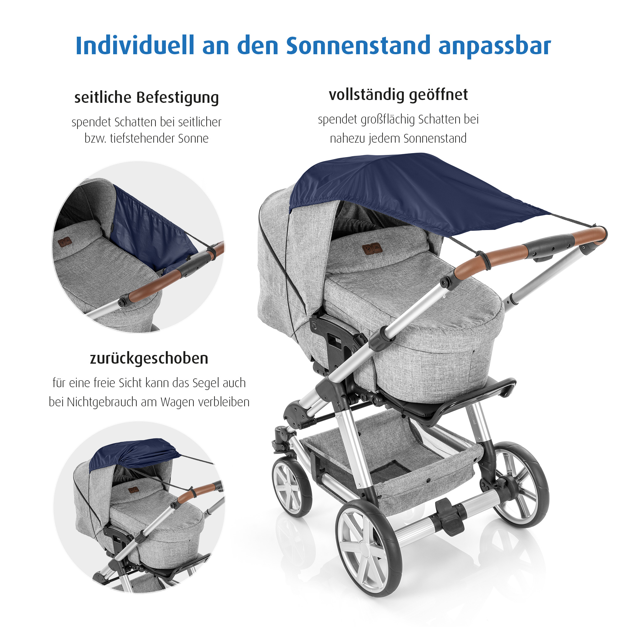 ShineSafe Kinderwagen-Sonnensegel, blau