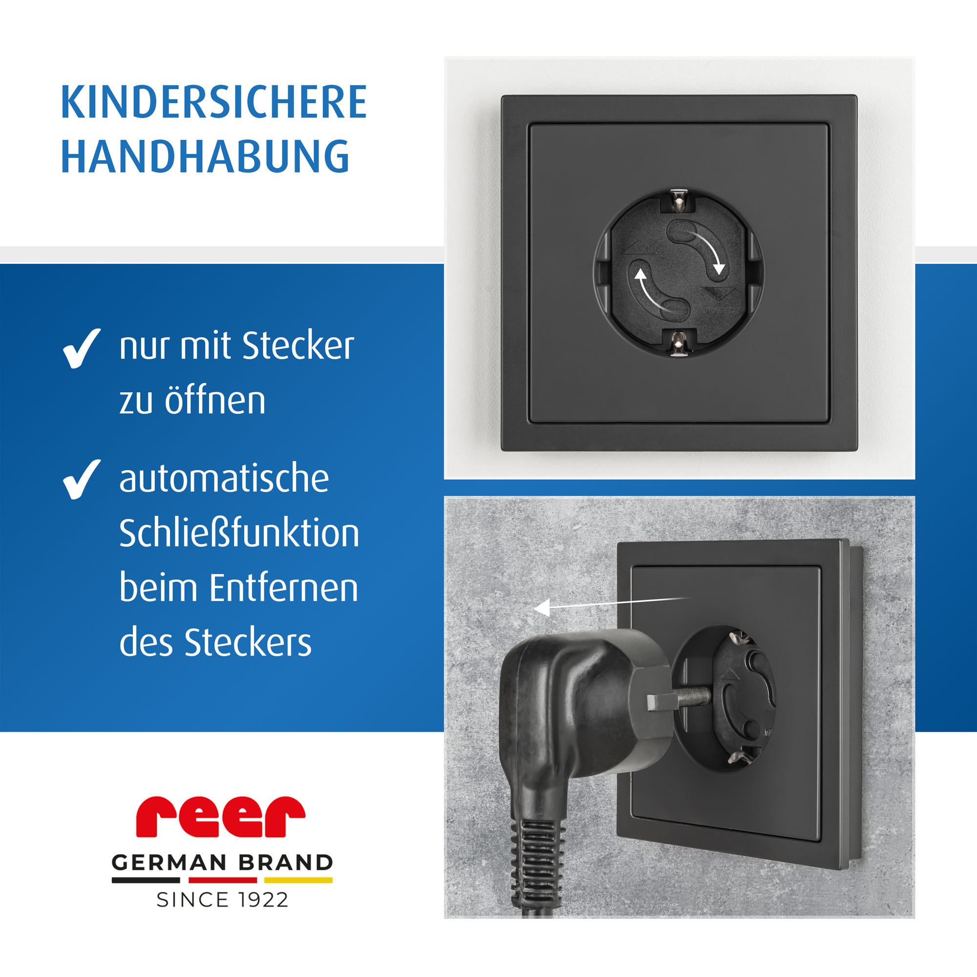 Steckdosenschutz schwarz Handhabung dargestellt