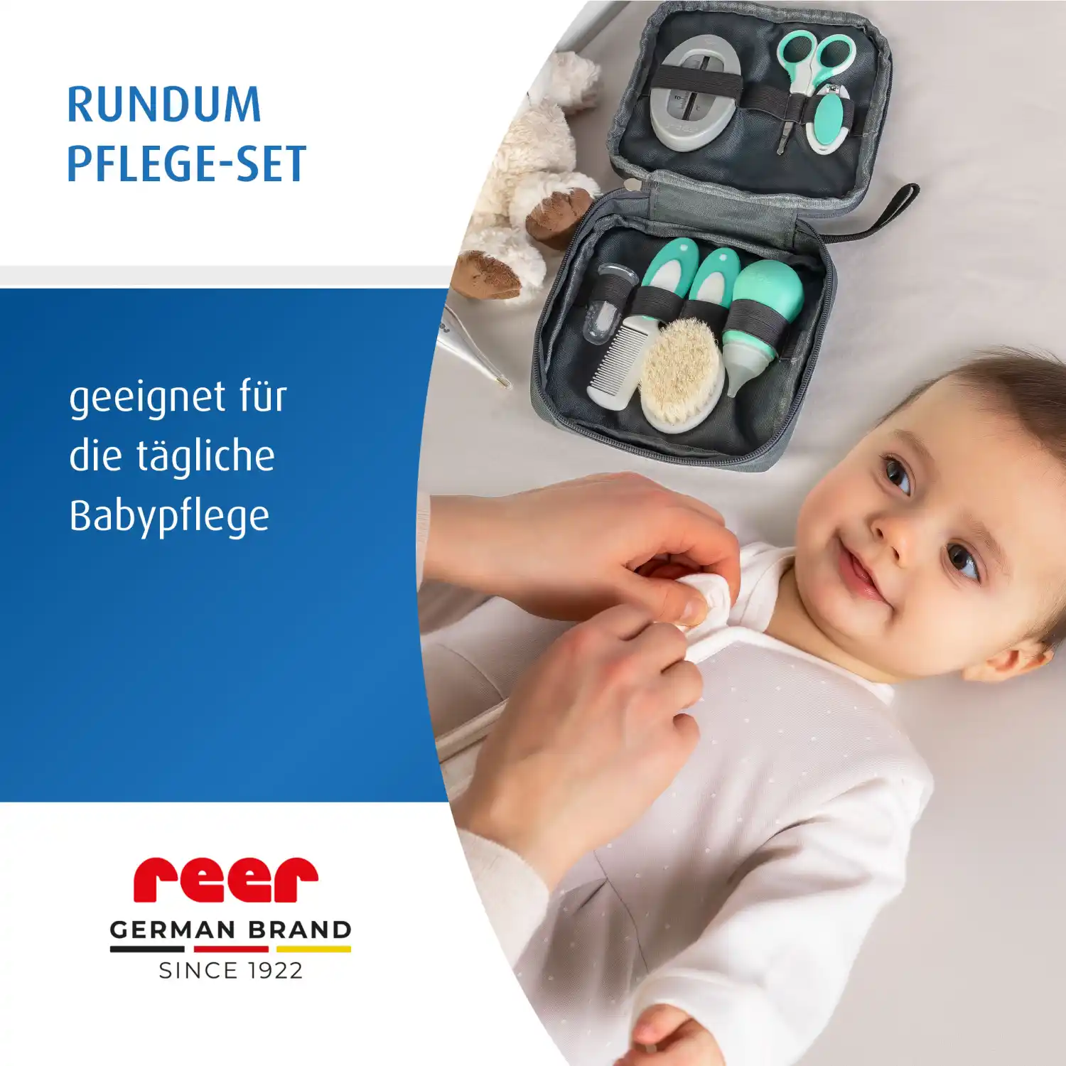 Eine Person pflegt ihr Kind mit dem Pflegeset