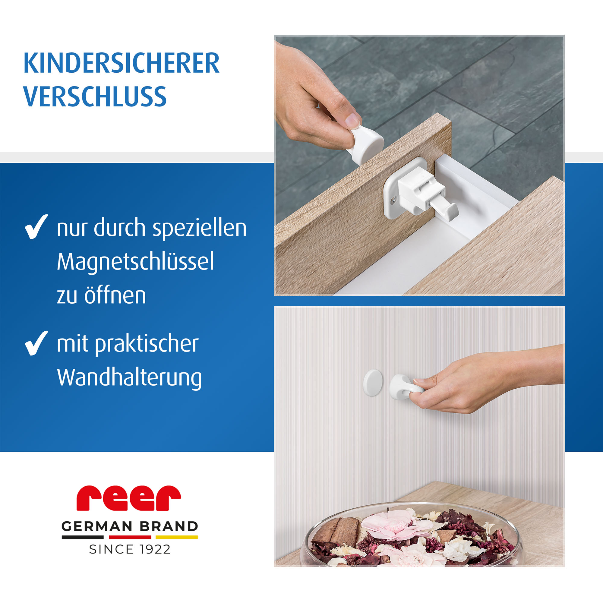 Magnetschloss an verschiedenen Möbeln