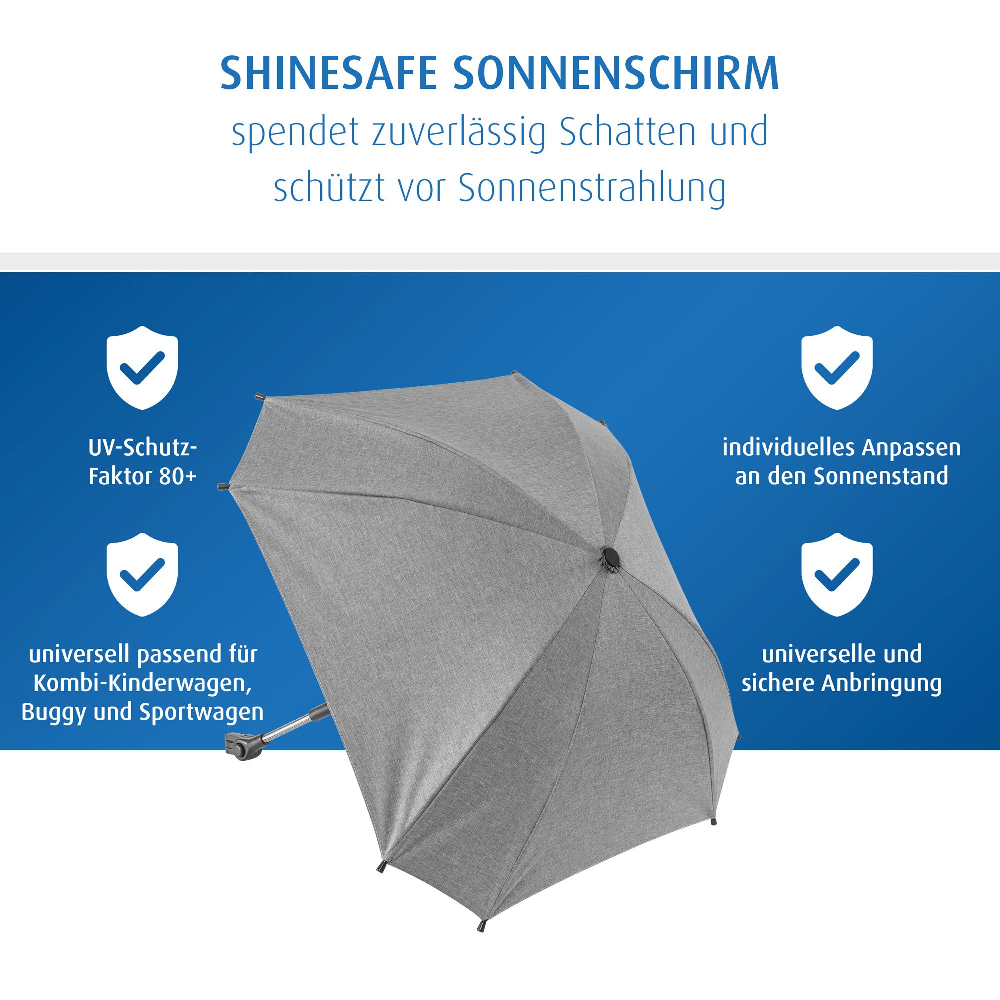ShineSafe Sonnenschirm, grau-melange