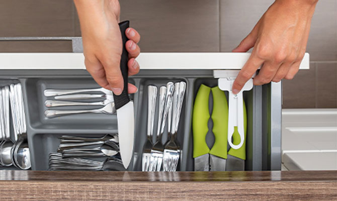 Securely locks drawers from inquisitive children's hands