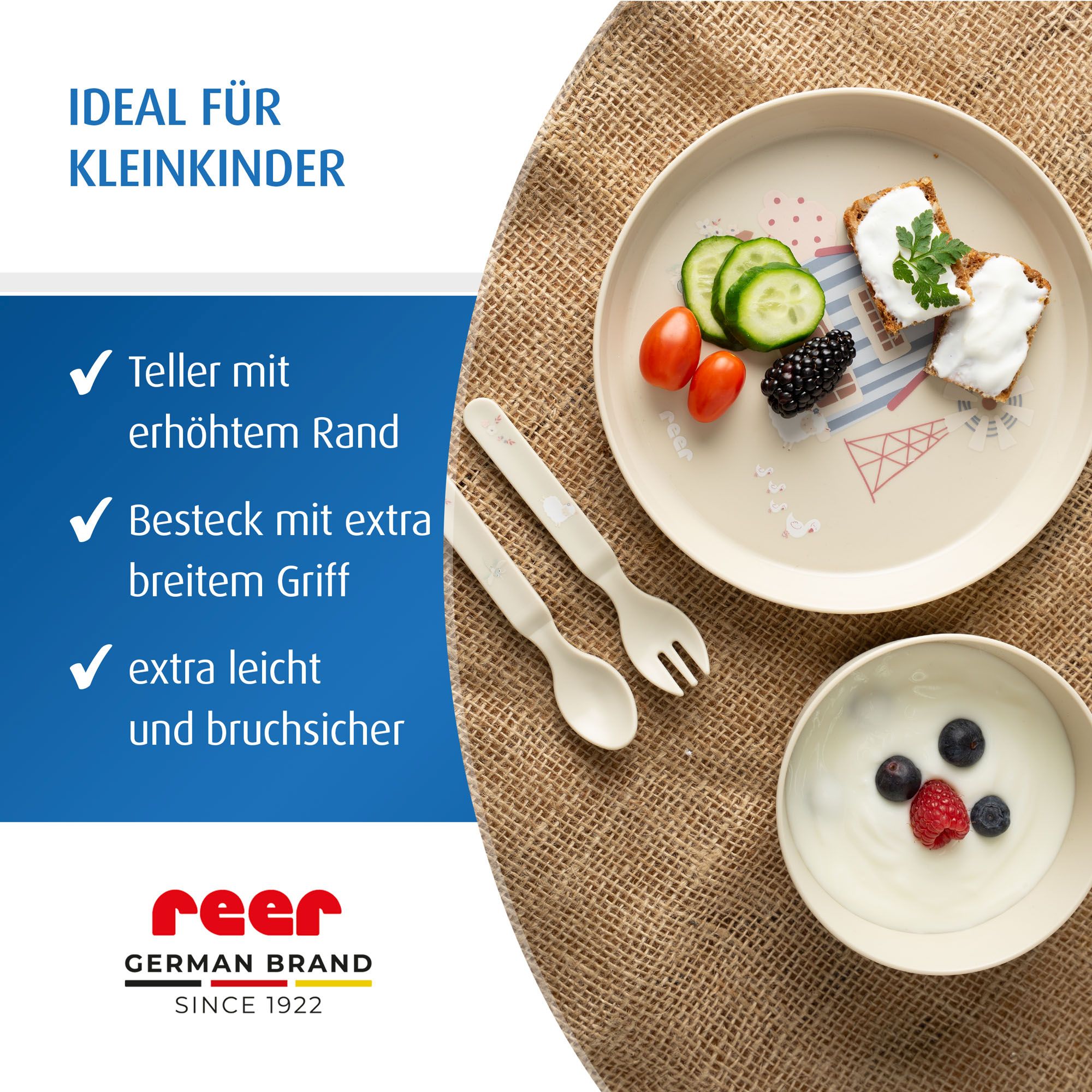 Geschirr auf Frühstückstisch