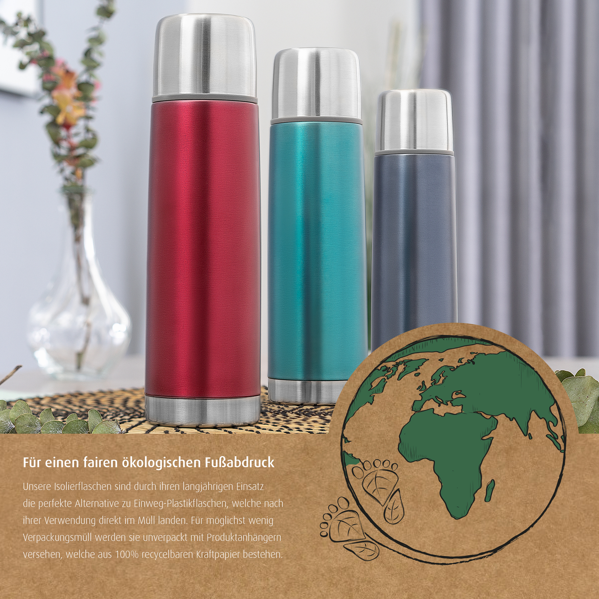 Colour Edelstahl-Isolierflaschen, 500 ml, pazifikblau