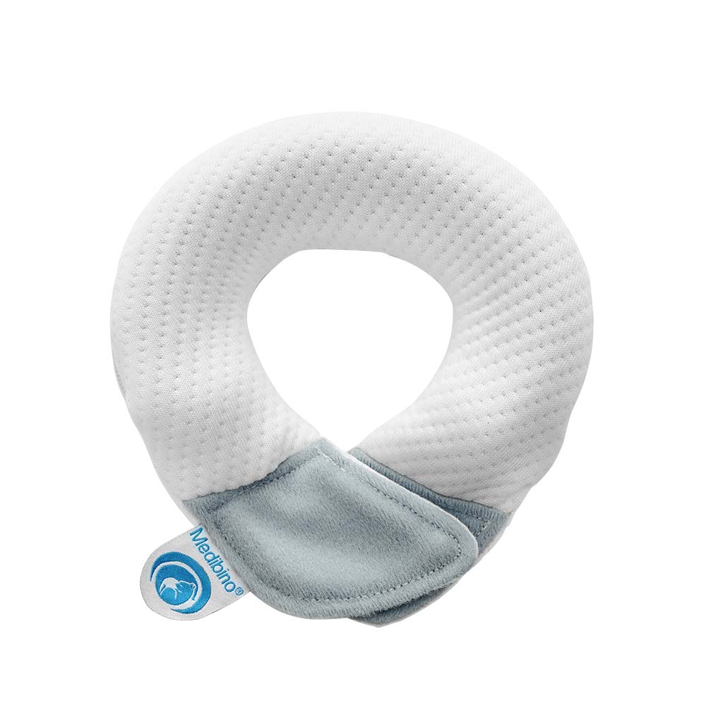 Medibino Babykopfschutz - schützt vor Kopfverformungen in Rückenlage, weiß-grau