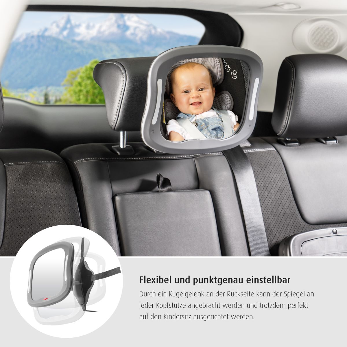 BabyView LED car safety mirror with light