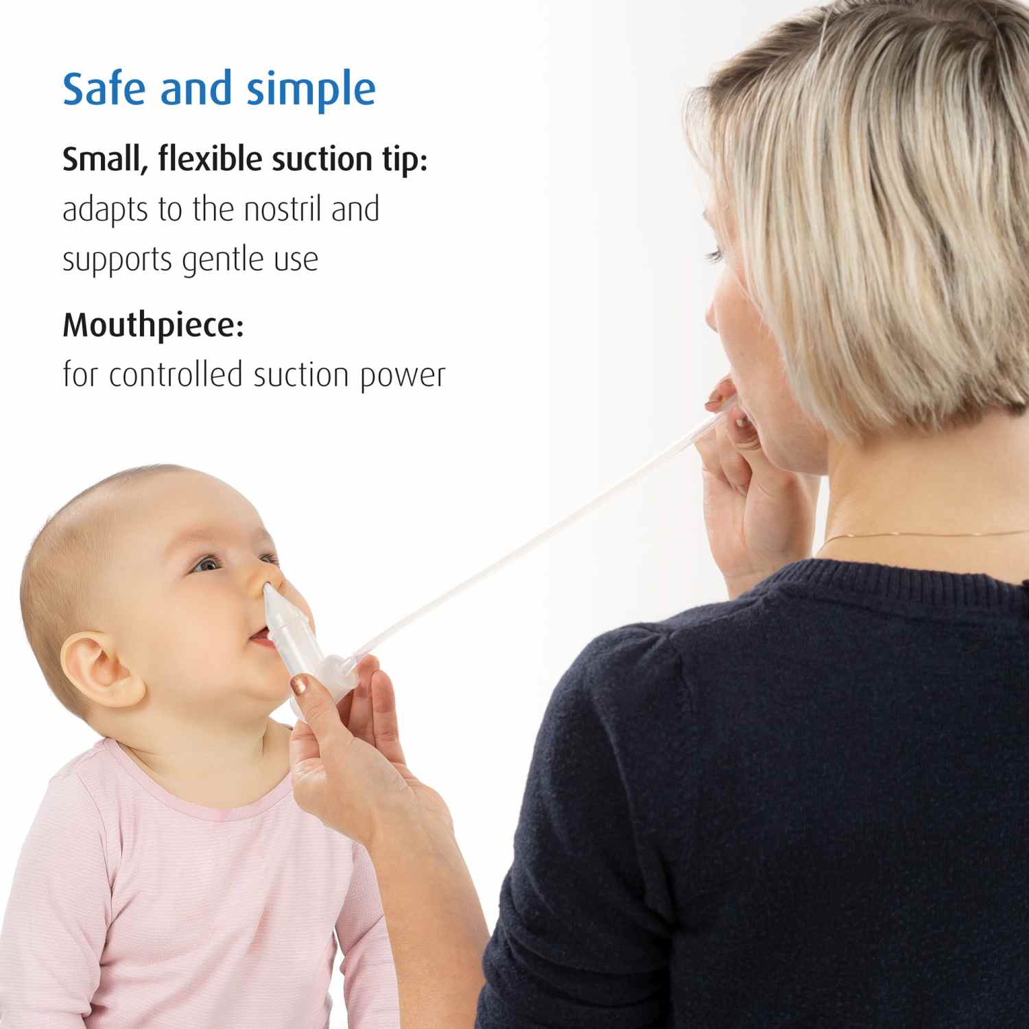 reer nasal aspirator for baby, steam sterilisable, with storage box and 4 filters (International Version)