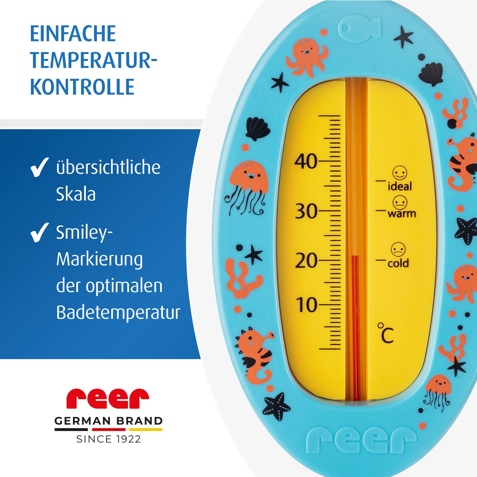 Badethermometer oval - blau
