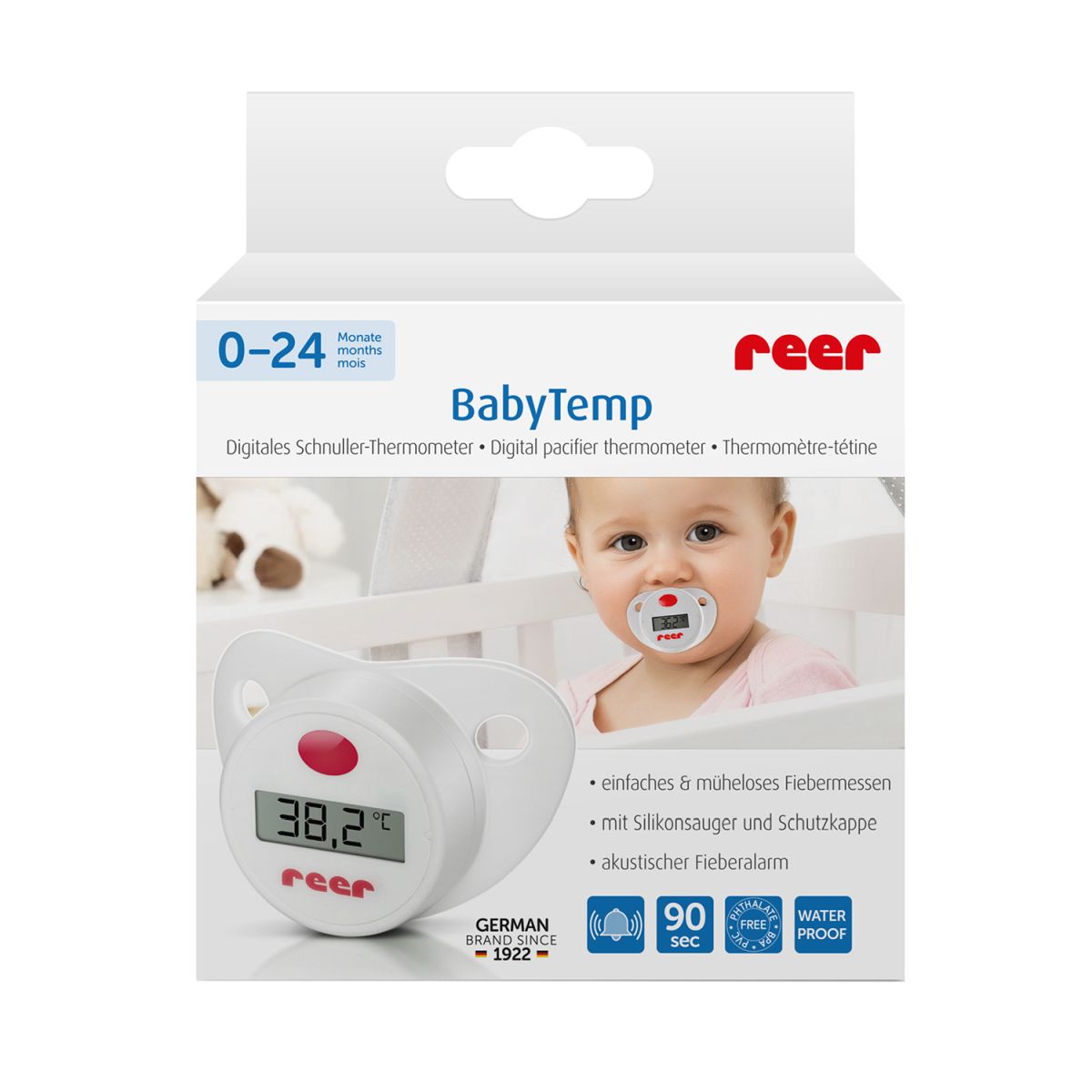 Digital pacifier fever thermometer