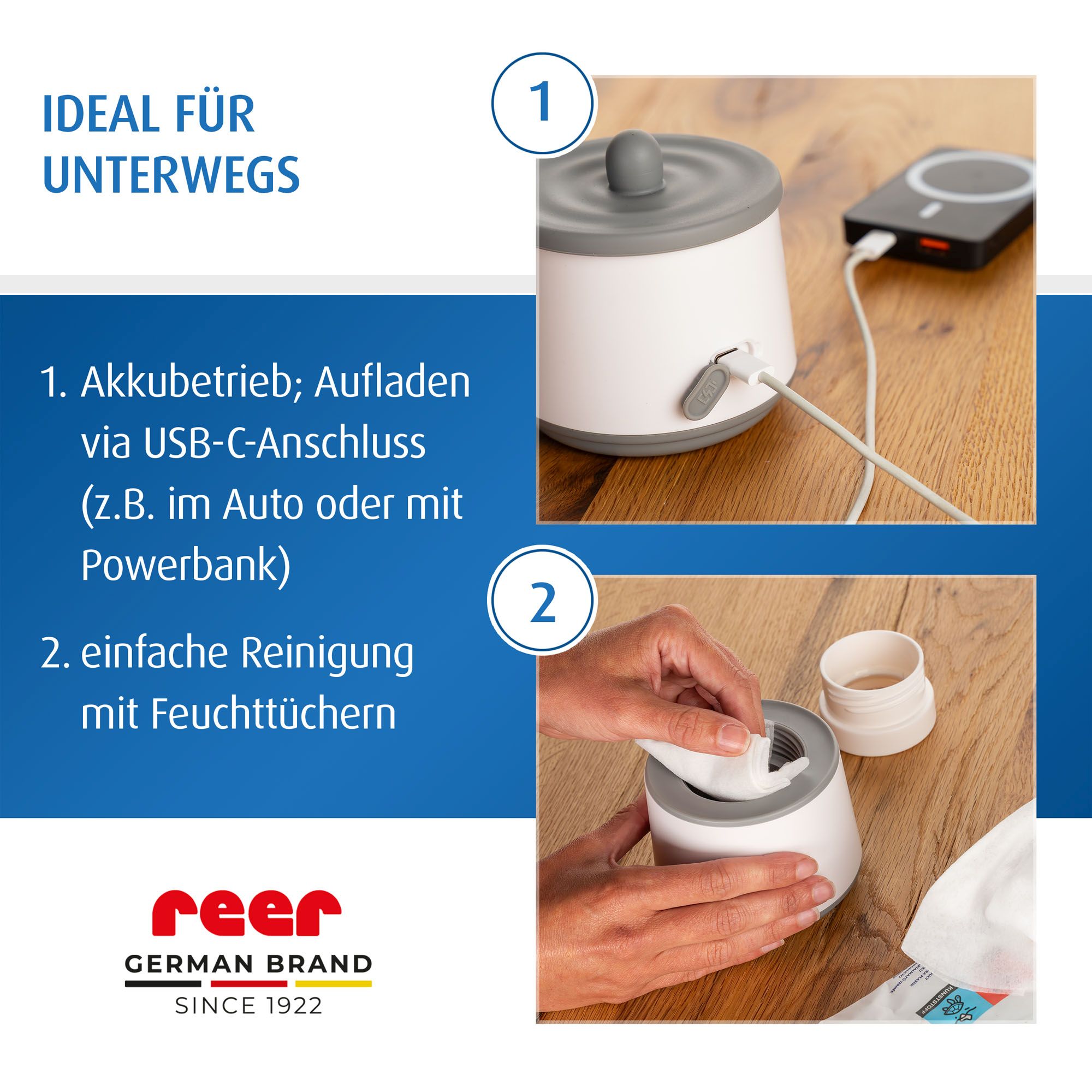 Aufladung und Reinigung bildlich dargestellt.