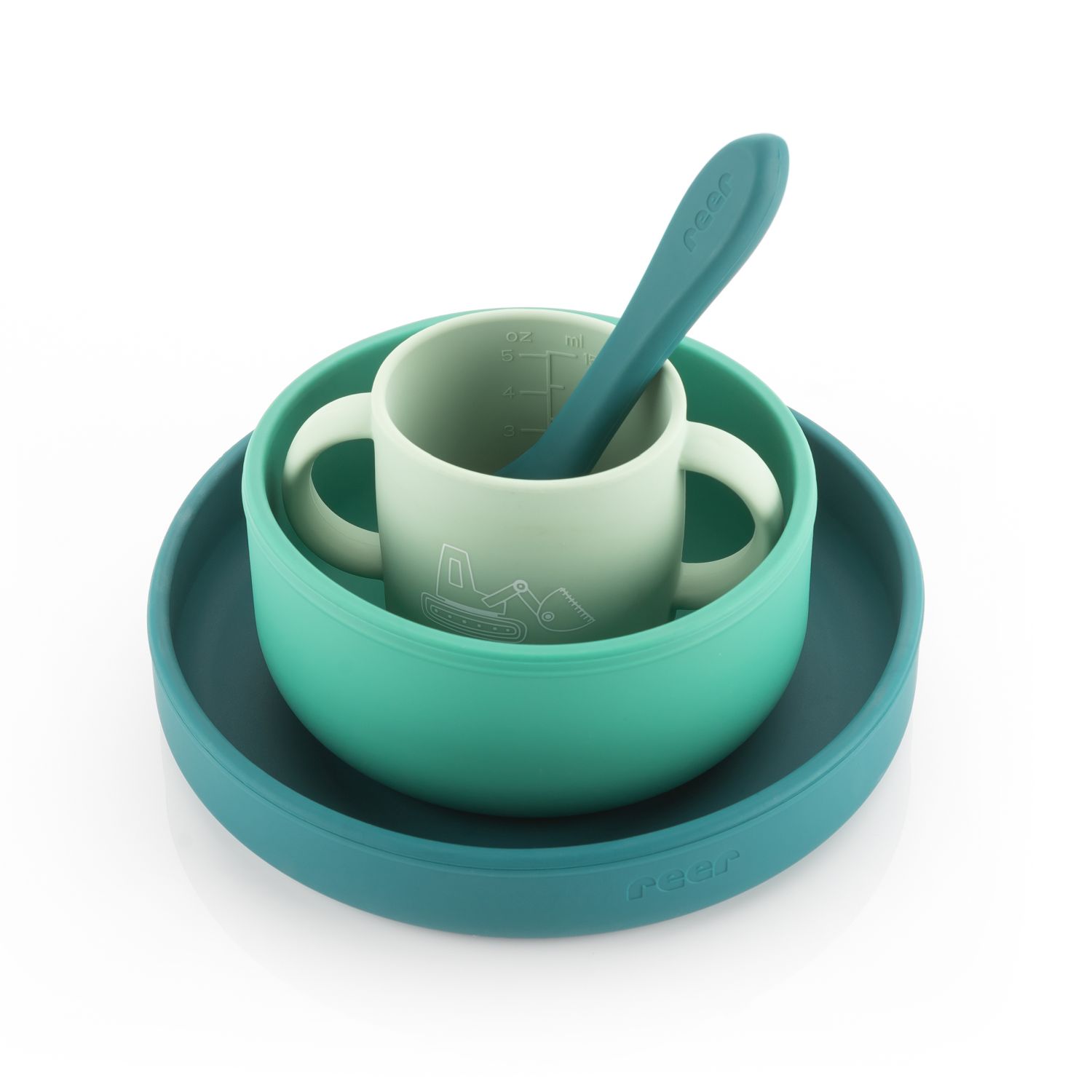 Silikon-Geschirrset, 4-teilig, grün