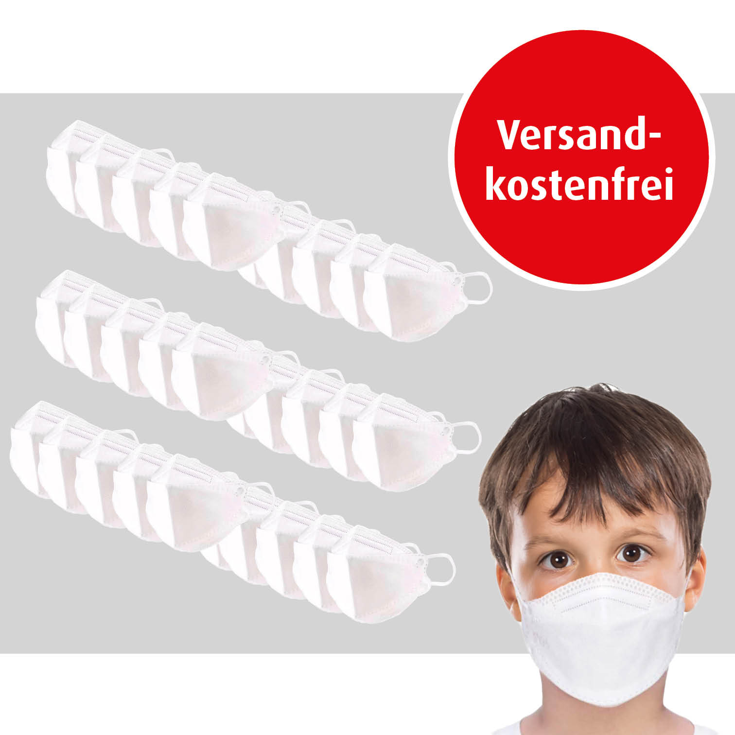 Mund- und Nasenmaske für Kinder, Vorteilspack 30 Stück plus Warnweste