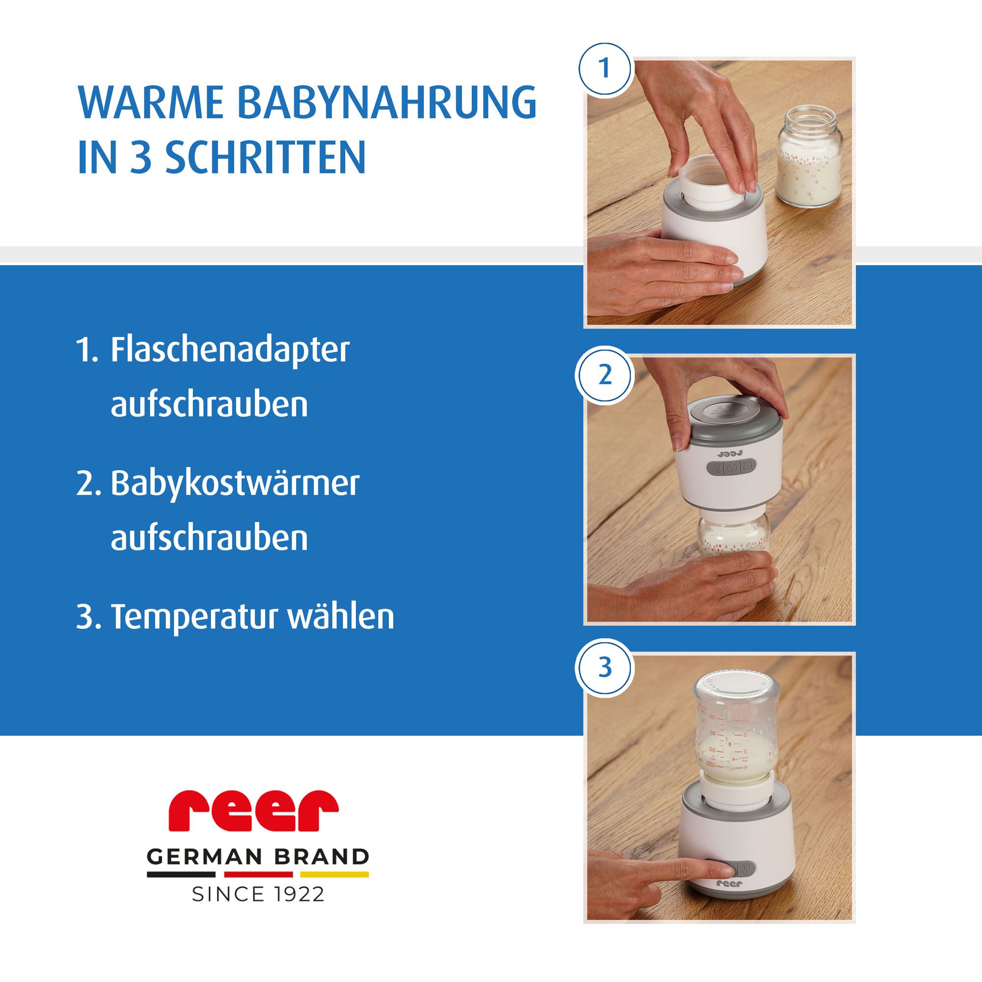 Collage der Handhabung in mehreren Schritten.