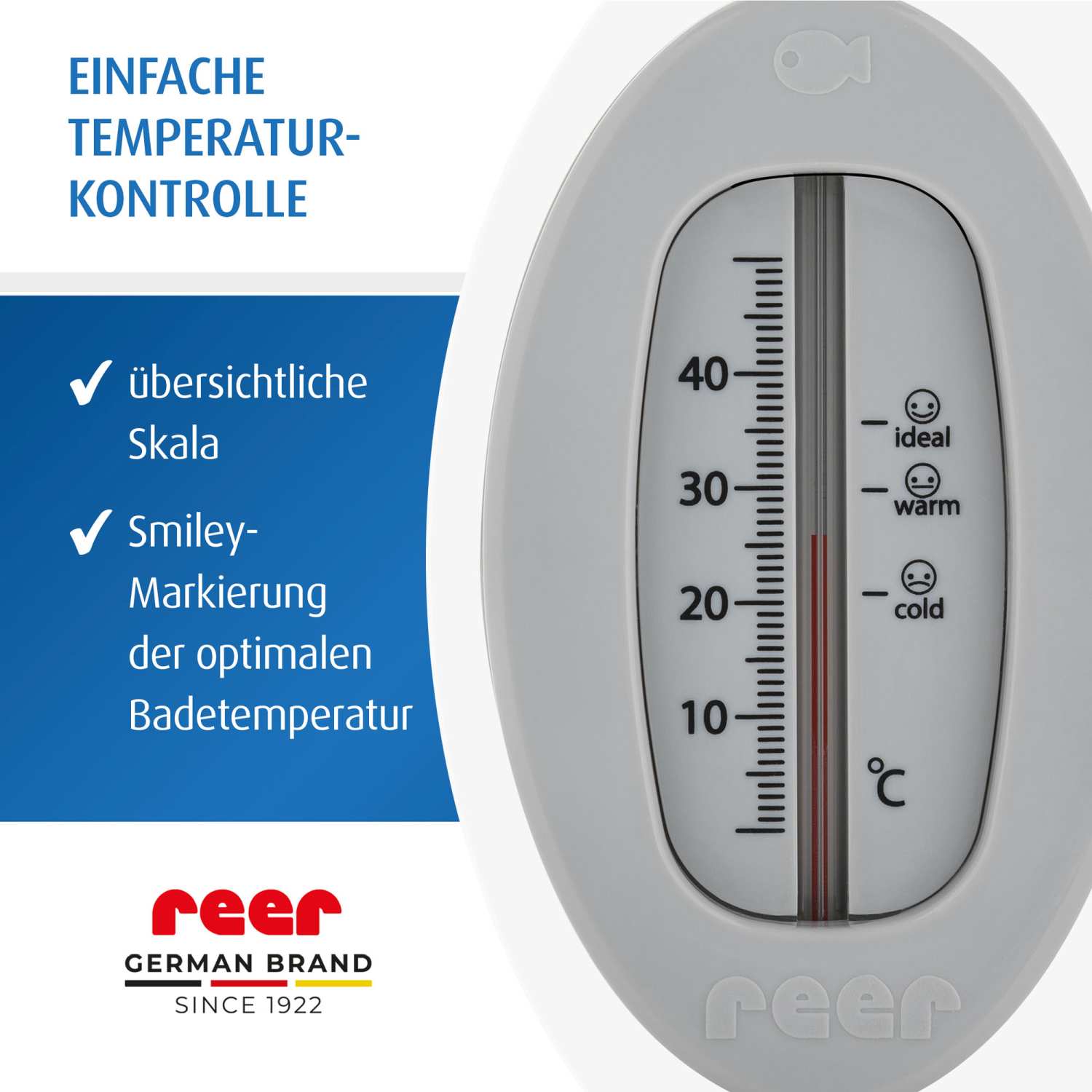 Badethermometer oval, grau
