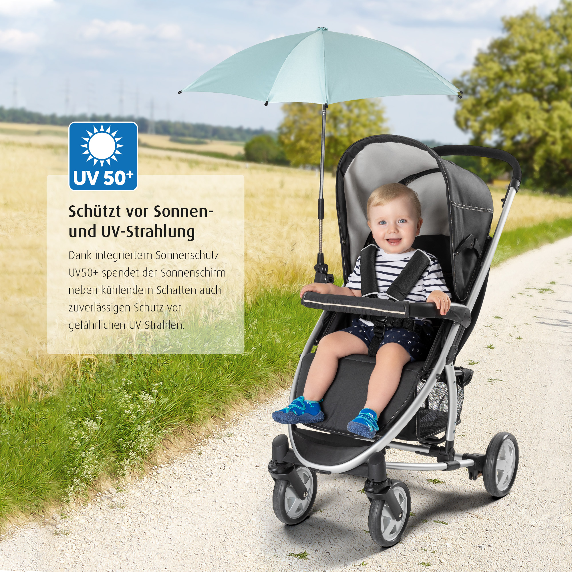 ShineSafe Kinderwagen-Sonnenschirm, mint