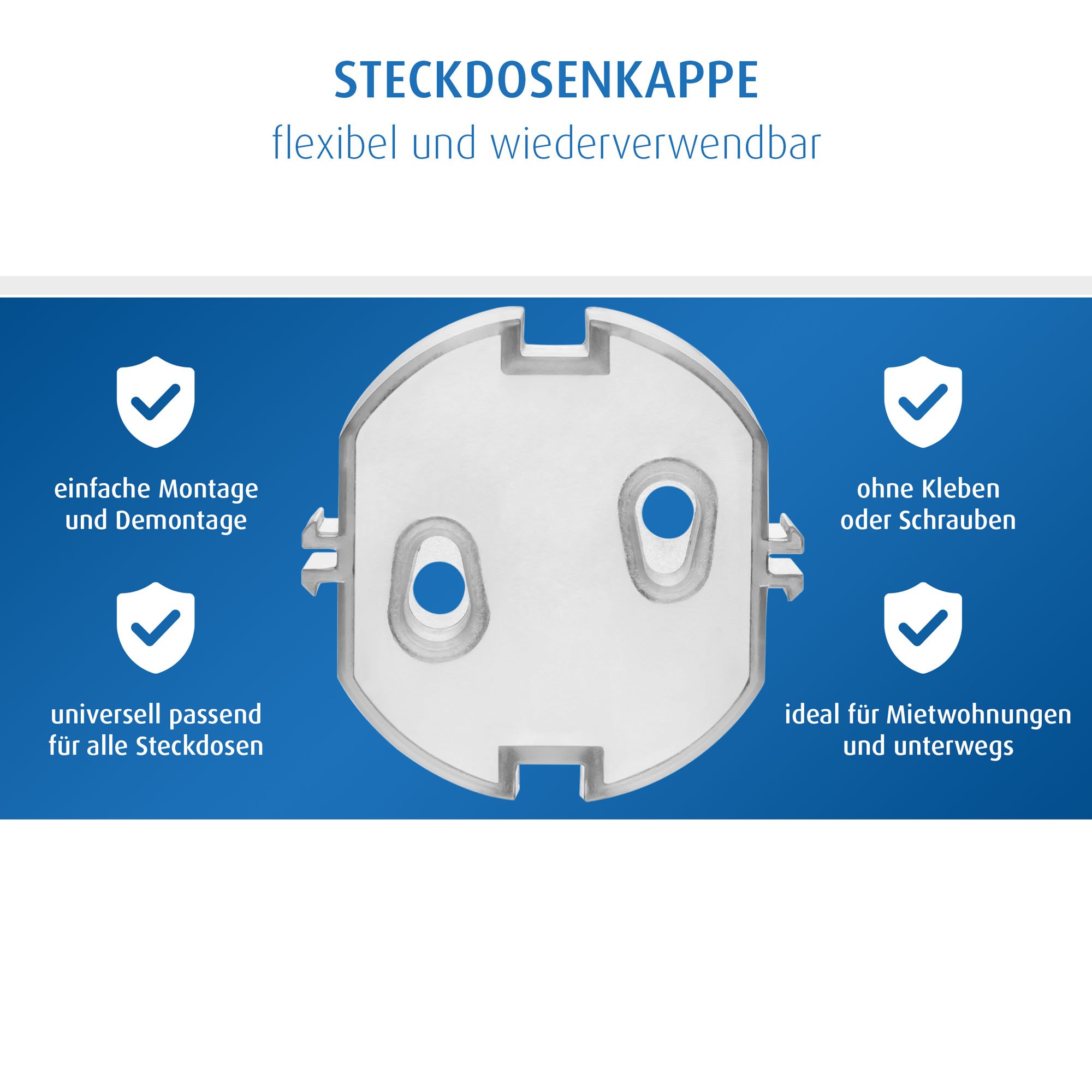 Steckdosenkappe transparent Vorteile gelistet