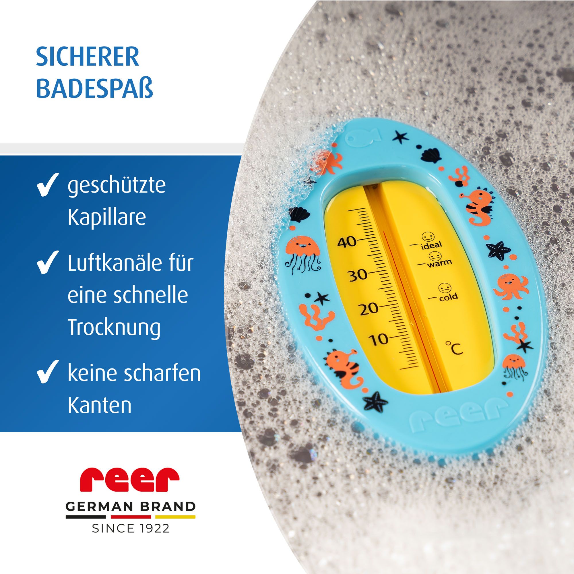 Badethermometer oval - blau
