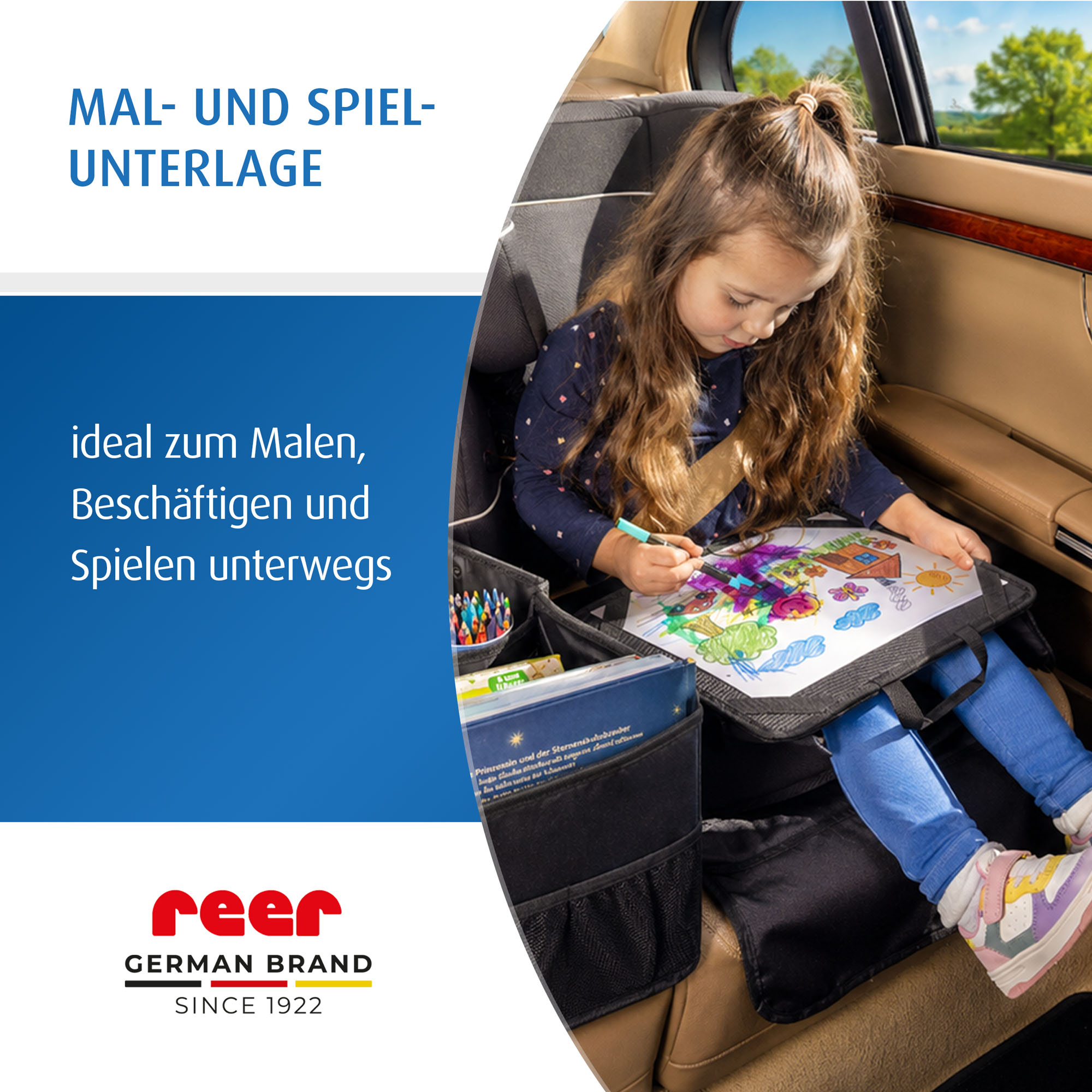 Ein Mädchen malt und nutzt die Unterlage.