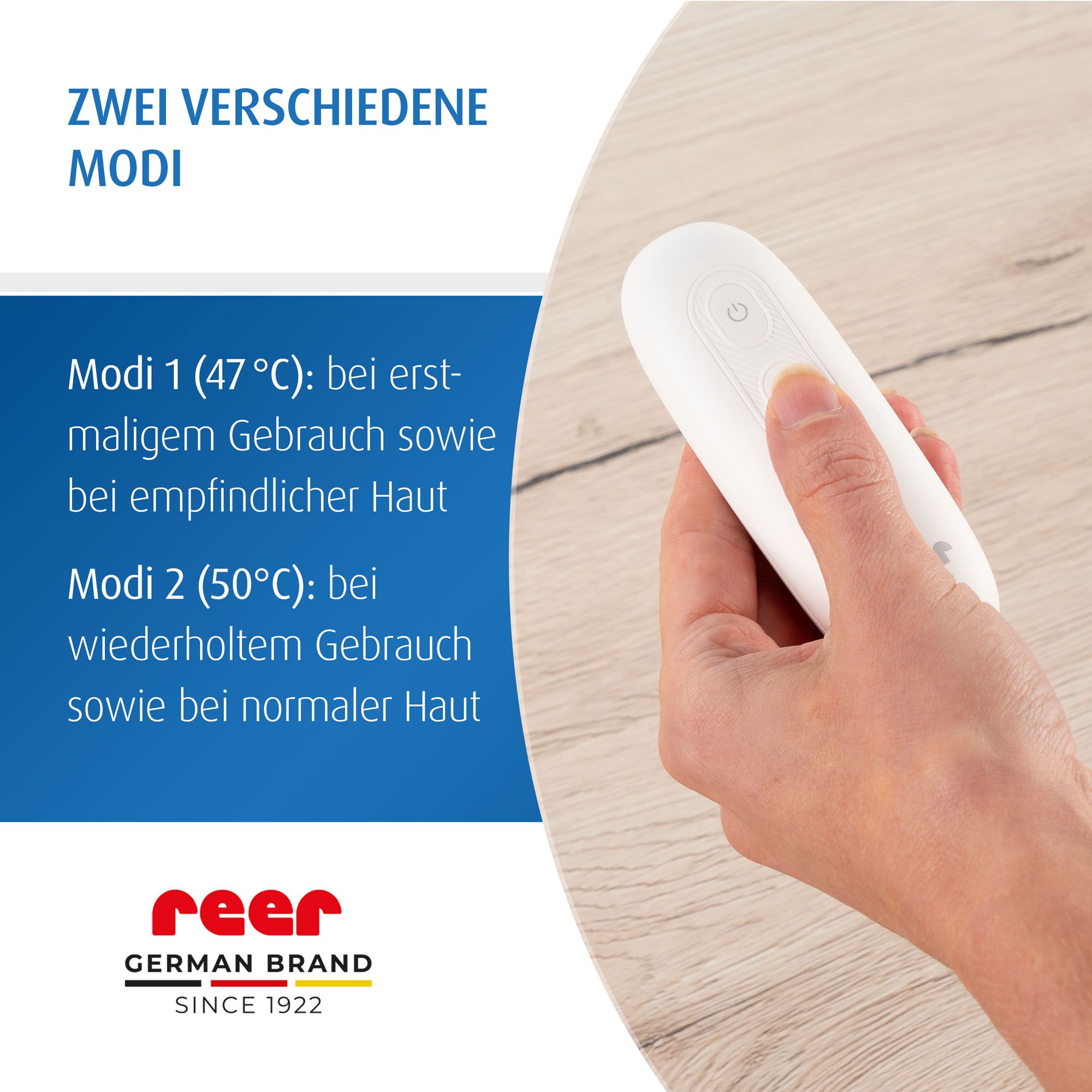 Hand hält das Produkt